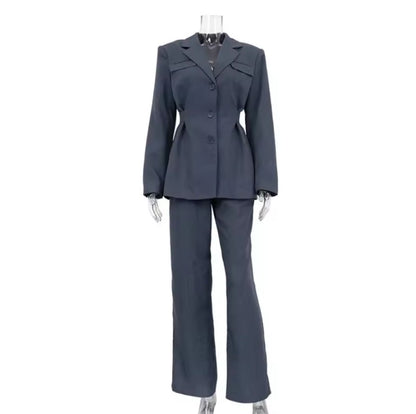 Casual Tailored Blazer and Trousers Set